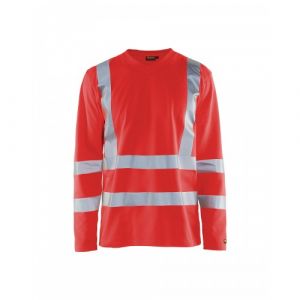Blaklader T-shirt de travail manches longues haute visibilit&eacute; col v anti-UV 3381 - Rouge fluo xxl