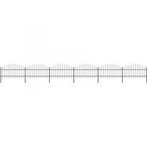 VidaXL Clôture de jardin à dessus en lance Acier (1-1,25)x10,2 m Noir