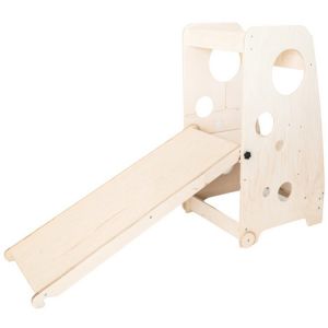 Tour d'observation Montessori enfant effet bois naturel 85x45x44 cm