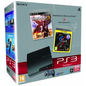 Sony PS3 Slim 320 Go + Uncharted 3 : l'Illusion de Drake + Gran Turismo 5 Platinum