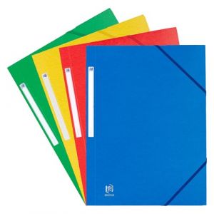 Oxford Chemise &agrave; &eacute;lastique 3 rabats 24 x 32 cm dos 3 cm - 4 couleurs classiques assorties - Lot de 10