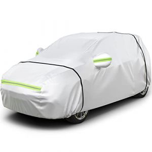 Favoto Bâche Voiture Exterieur Housse de Protection PEVA Couverture Imperméable Auto, Ouverte Latérale pour Cabine, Doublure en Coton Respirant Anti UV Neige Poussière pour SUV Compact 465x185x160cm