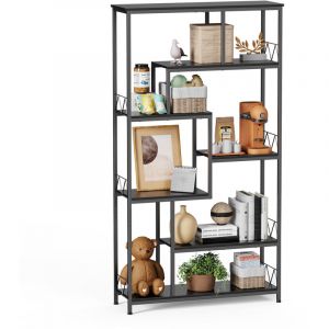 Biblioth&egrave;que Bealife &Eacute;tag&egrave;re de Rangement 7 Niveaux Cadre en M&eacute;tal Pied R&eacute;glable 100 x 30 x 180 cm Noir