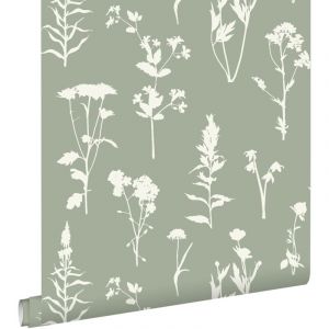 ESTAhome papier peint fleurs des champs vert jade - 50 x 900 cm - 139395