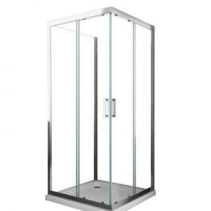 Douche de 6 mm H.190 avec une paroi laterale et deux portes coulissantes 87,5-90 fixe x 107,5-110 x 87,5-90