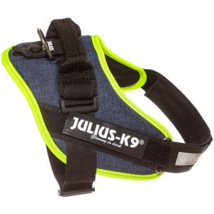 Julius K9 Julius-K9, 16IDC-FARNE-0, Harnais IDC Power, Taille: M/0, Jeans denim à bord jaune fluo