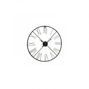 Wadiga Horloge Murale Ronde Chiffres Romains Métal Noir