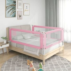 Image de VidaXL Barrière de sécurité de lit d'enfant Rose 140x25 cm Tissu