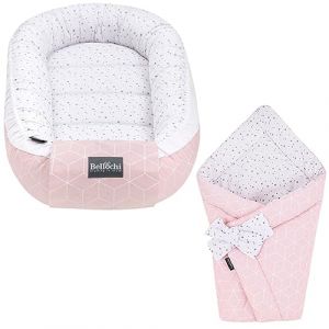 Bellochi Set 2 in 1 Reducteur de Lit Bebe et Universelle Nid d'Ange Bebe - 100% Coton - Certifié - Aurore