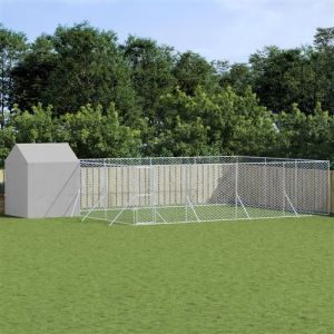 VidaXL Chenil d'extérieur pour chiens avec toit argenté