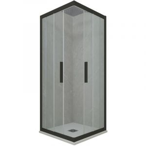 Cabine parois douche coulissante 80x100 Noir Matt Kolors