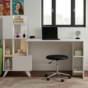 Bureau ado blanc avec rangement - style moderne MARFA