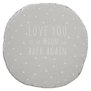 Image de Coussin Déco Rond "Love You" 28cm Gris