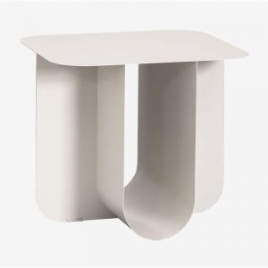 Table d'appoint de jardin rectangulaire en acier (40x45 cm) Norman SKLUM Blanc Gardenia 39 cm