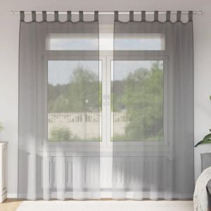 VidaXL Rideaux en voile avec boucles 2 pcs gris foncé 140x245 cm rideau en filet rideau transparent voile de fenêtre 4102274