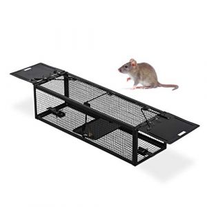 Image de Relaxdays Piège à souris, rats, rongeurs, nuisibles, cage, respectueux des animaux, H x L x P : 11 x 39 x 12,5 cm, noir -