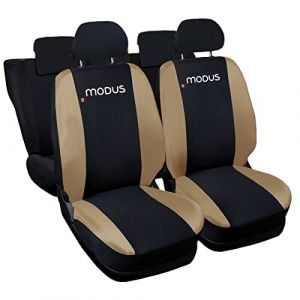 Auto Accessori Lupex Housses de si&egrave;ge auto compatibles Modus Noir Beige | Made In Italy | Set de housses avant et arri&egrave;re int&eacute;rieures | Logo brod&eacute; | Airbag compatible