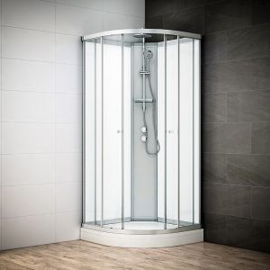Cabine douche 100 x 100 SILVER Blanc quart de rond