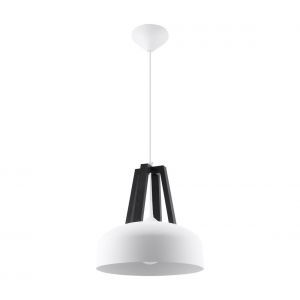 Suspension CASCO acier/bois/plastique blanc/noir 1 ampoule