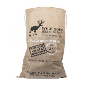 Hotte du Père Noël effet toile de jute Beige