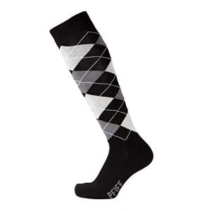 Pfiff 100322 Chaussettes d'&eacute;quitation &agrave; Carreaux Unisexe, Mixte, 100322-61-37, Noir/Blanc, 37-39