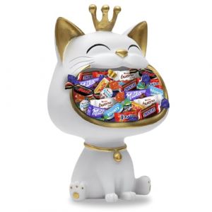 Vide-poche déco Chat Blanc et son Assortiment de 30 chocolats Milka Kinder Daim Célébrations Idée cadeau Originale à Offrir