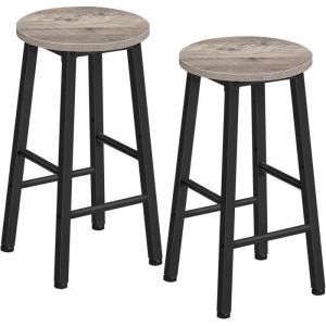 Lot de 2 Tabourets de Bar-HOOBRO -Tabouret de Petit-déjeuner- Chaises Hautes-pour Salle à Manger Cuisine Bar-Greige