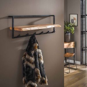 M&S Portemanteau mural 100x25x32 cm en acacia massif et m&eacute;tal - along