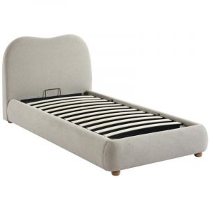 Lit coffre 90 x 190 cm - Tissu - Beige - vanari