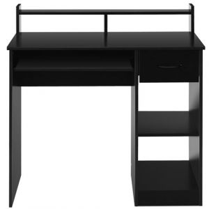 Bureau d'ordinateur giantex avec tiroir de rangement et 2 étagères, poste informatique avec plateau à clavier pour maison,bureau