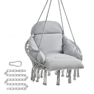 Songmics Hamac suspendu chaise avec coussin capacité 120 kg gris