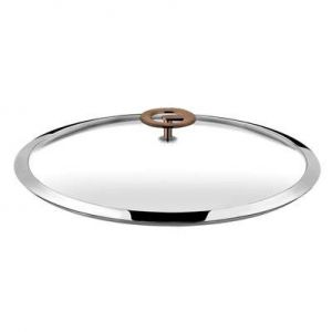 Eclipse - Couvercle 18cm verre tremp&eacute;, bouton inox teint&eacute; cuivre