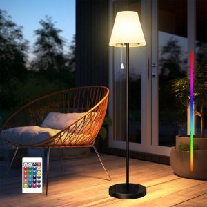 Lampadaire solaire extérieur étanche avec capteur de lumière,IP66,USB ou solaire charge,14 couleurs RGB,Pour patio/jardin/piscine