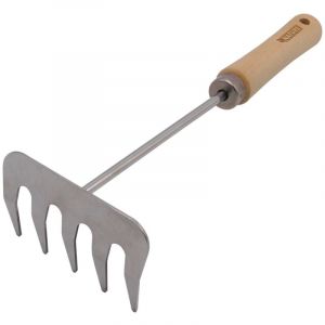 Nature R&acirc;teau &agrave; fleurs 5 dents en acier inoxydable, manche bois