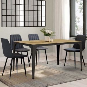 Idmarket Table à manger rectangle NELLY 8 personnes bois et noir design industriel 150 cm