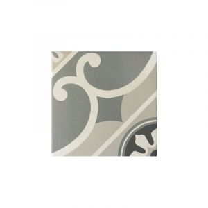 Image de Caprice - Chatelet - Carrelage 20x20 Cm Aspect Carreaux De Ciment Motif Fleuri Design Gris