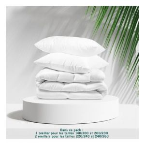 Pack TEMPÉRÉ Couette + Oreiller(s) - Coton Bio 140x200 cm - Wake Me G
