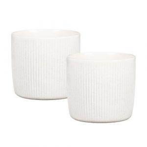 Scheurich Solido Linea, set de 2 pots � fleurs en c�ramique, coloris: Perla, diam�tre 15 cm, hauteur 13,7 cm, 1,9 l vol.