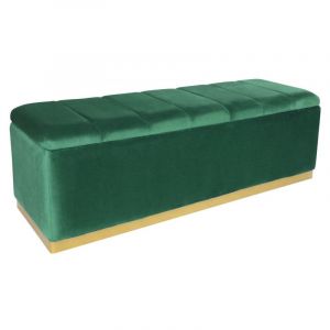 Image de Menzzo Banc coffre Alexandrie Velours Vert Pied Or