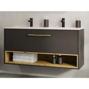 Meuble de salle de bain suspendu anthracite avec vasque à encastrer - 120 cm - YANGRA