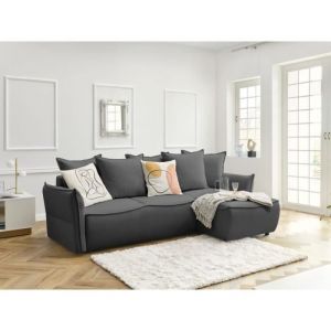 Image de Bobochic Leon - canapé d'angle convertible - avec coffre - style contemporain - 4 places - droit Couleur - Gris foncé