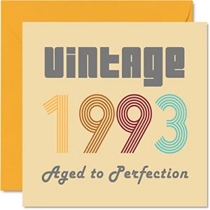 Cartes d'anniversaire 31 ans pour homme et femme – Vintage 1993 Aged To Perfection – Carte d'anniversaire amusante pour elle et lui, 145 mm x 145 mm pour meilleure amie, maman, papa, frère, sœur,