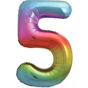 1 Ballon al ini multicolore de 36cm chiffre 5 pour fête d'anniversaire REF/BALMMC05