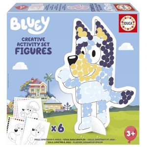 Educa Bluey Coffret créatif 3 en 1 avec Trois activités: Peindre par numéros, créer 2 Figures 3D à décorer et Dessiner Les Personnages de la série Bluey à l'aide de pochoirs. + 3 Ans (19887)