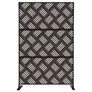 Panneau brise-vue/paravent en acier peint noir avec motif à trame