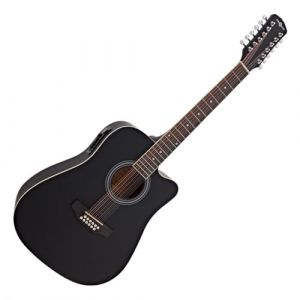 Guitare &Eacute;lectro-Acoustique Dreadnought 12 Cordes par Gear4music, Noir
