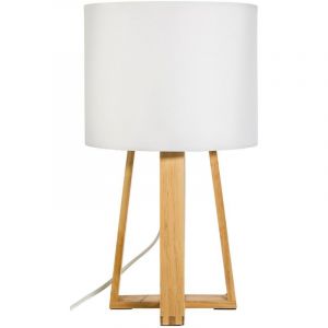 Atmosphera Lampe pied bois Molu blanc Autres Blanc