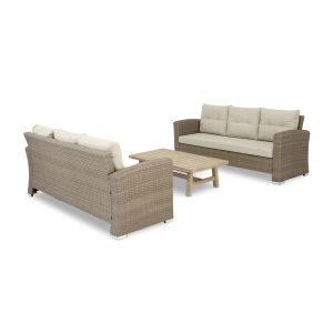 Salon de jardin 6 places avec table basse en bois