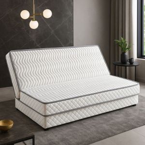 Matelas Ferme pour Tous Clic Clac 130x190 - D&eacute;coupe Assise 60 cm - Hauteur 10 CM - 5 Zones de Confort - Noyau Poli Lattex HR Derni&egrave;re G&eacute;n&eacute;ration - Tr&egrave;