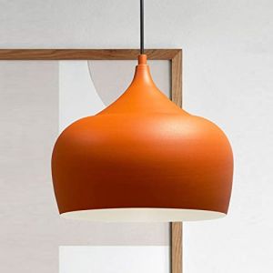 Suspension Industrielle en Métal Orange Peint à la Main – Lustre Vintage E27 Ø41 cm pour Salon, Chambre ou Salle à Manger